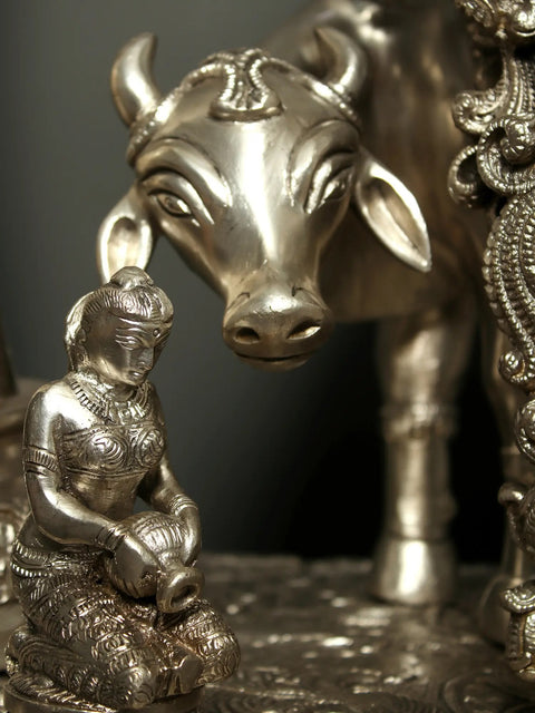 45" Large Fluting Krishna and Cow with Krishnaleela Episodes