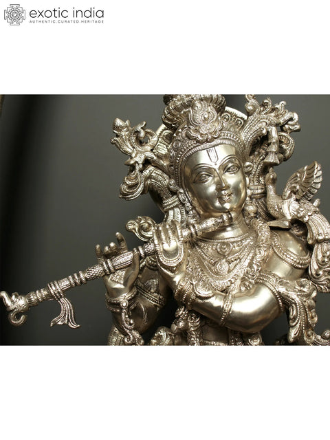 45" Large Fluting Krishna and Cow with Krishnaleela Episodes