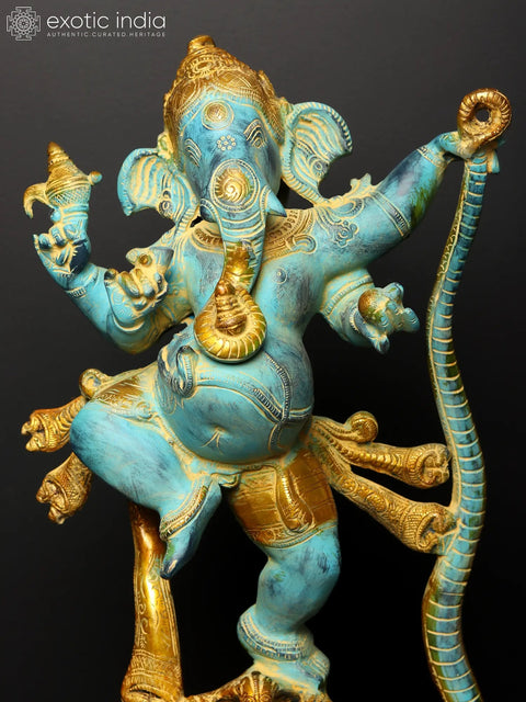 27" Fine Quality Single-Tusked Lord Ganesha on Seven-Hooded Serpent