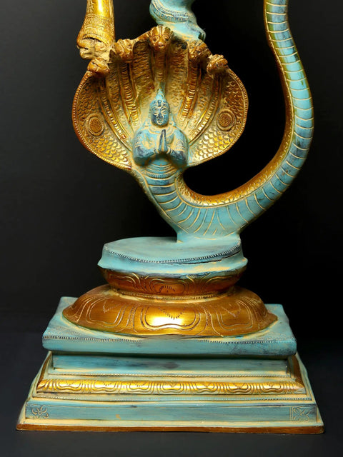 27" Fine Quality Single-Tusked Lord Ganesha on Seven-Hooded Serpent