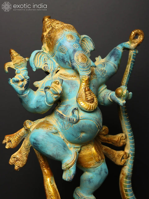 27" Fine Quality Single-Tusked Lord Ganesha on Seven-Hooded Serpent