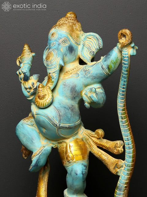 27" Fine Quality Single-Tusked Lord Ganesha on Seven-Hooded Serpent