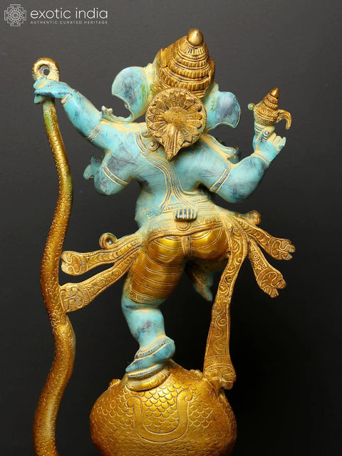 27" Fine Quality Single-Tusked Lord Ganesha on Seven-Hooded Serpent
