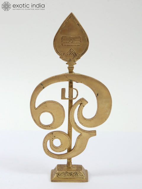 10" Brass Karttikeya Vel with Tamil Om on Stand