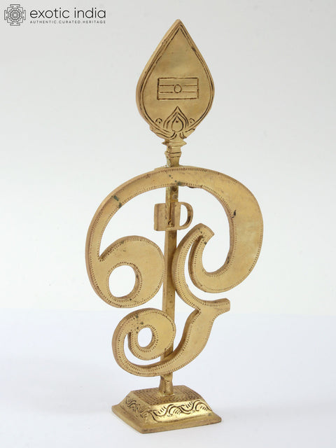 10" Brass Karttikeya Vel with Tamil Om on Stand