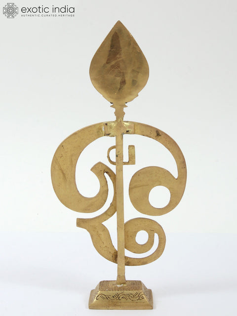 10" Brass Karttikeya Vel with Tamil Om on Stand
