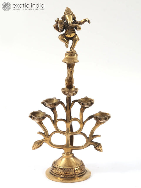 12" Dancing Ganesha Hand-Held Oil Lamp