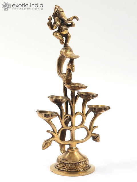 12" Dancing Ganesha Hand-Held Oil Lamp