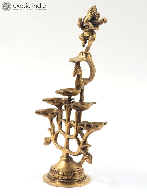 12" Dancing Ganesha Hand-Held Oil Lamp