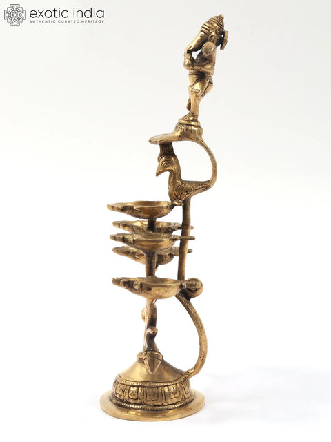 12" Dancing Ganesha Hand-Held Oil Lamp
