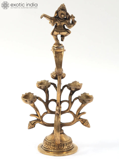 12" Dancing Ganesha Hand-Held Oil Lamp