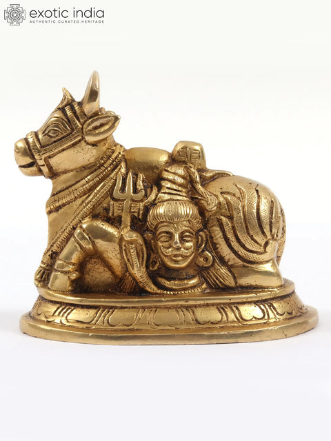4" Small Carved Shiva Parvati on Nandi Statue