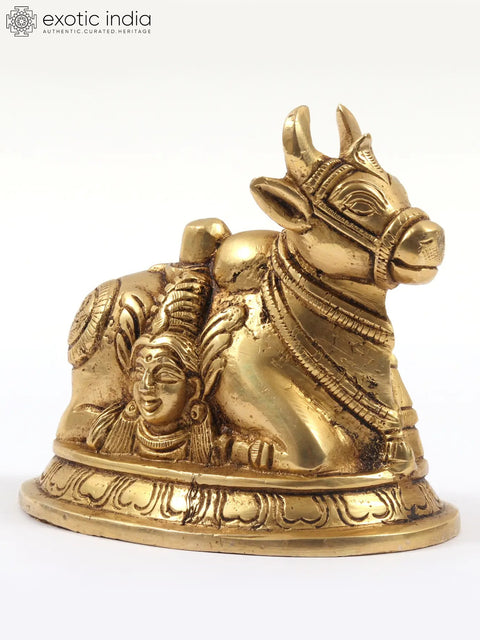 4" Small Carved Shiva Parvati on Nandi Statue