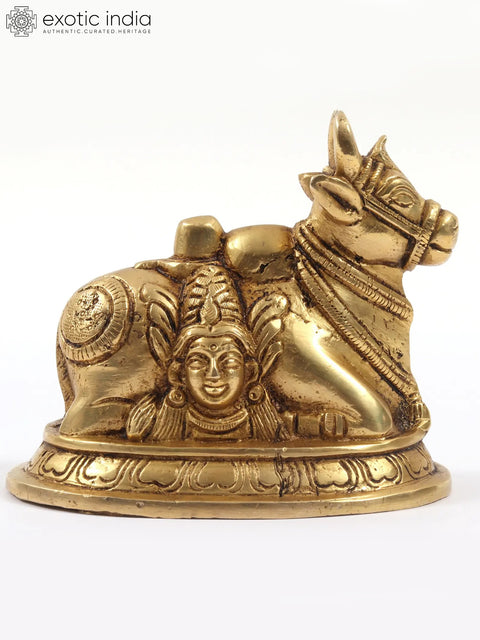 4" Small Carved Shiva Parvati on Nandi Statue