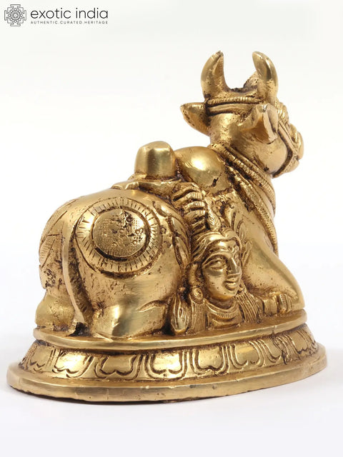 4" Small Carved Shiva Parvati on Nandi Statue