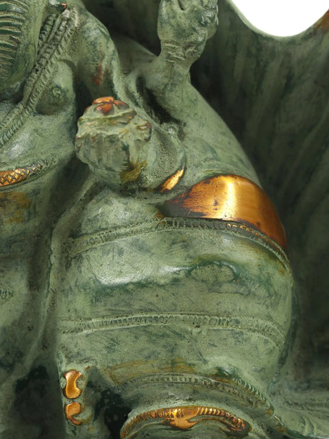 6" Small Lord Ganesha Statue Seated on Conch