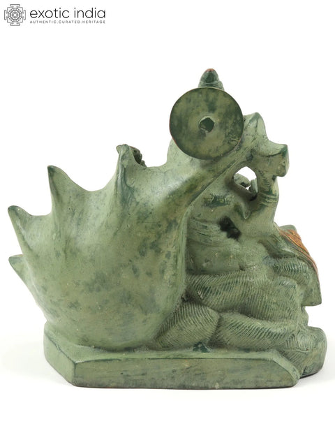 6" Small Lord Ganesha Statue Seated on Conch