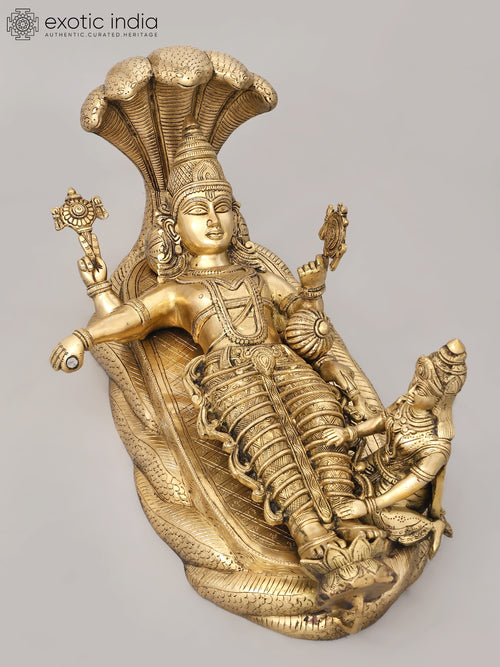 23" Brass Sheshshayi Narayana Vishnu Statue for Pooja
