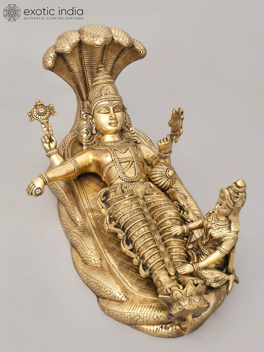 23" Brass Sheshshayi Narayana Vishnu Statue for Pooja