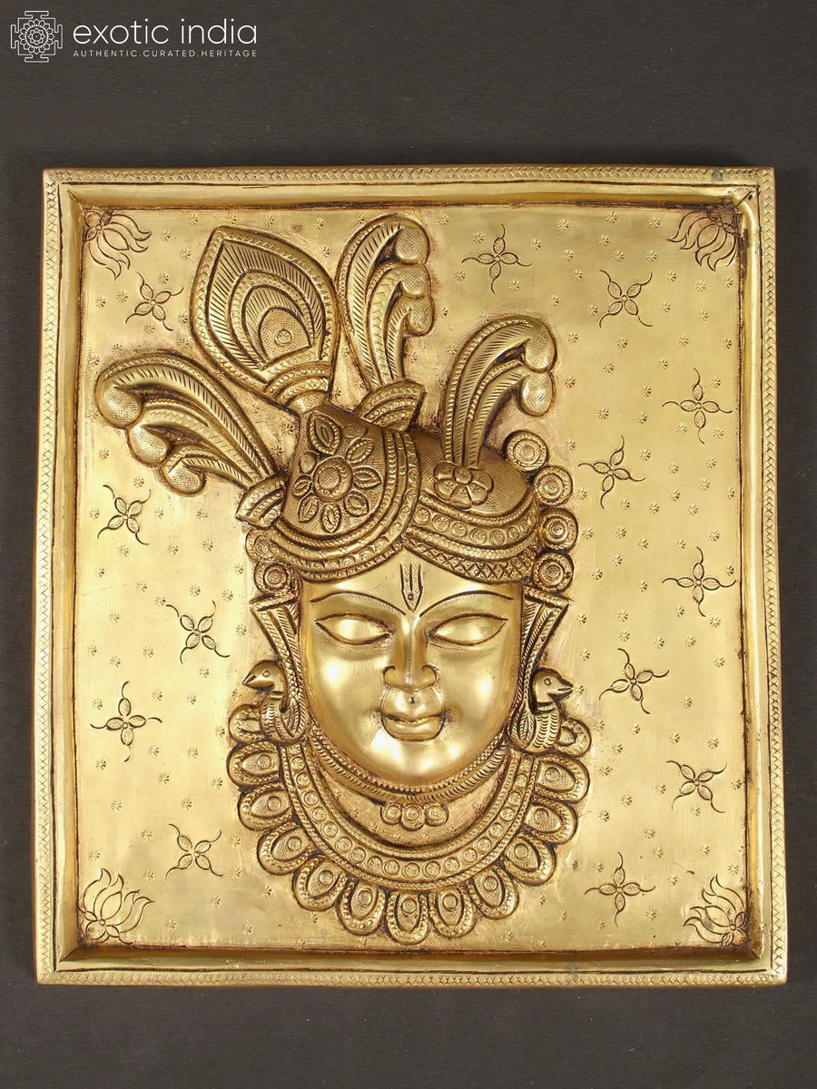 9" Brass Shrinathji Idol Wall Hanging for Pooja