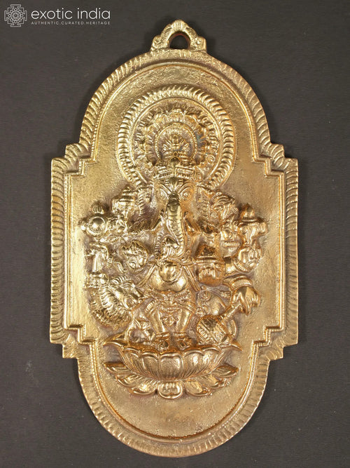 11" Brass Lord Ganesha Wall Hanging for Home Decor