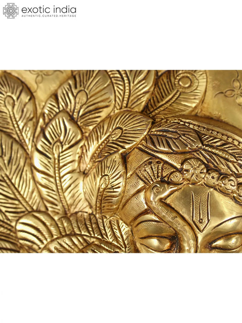 10" Brass Lord Krishna Plate | Wall Decor