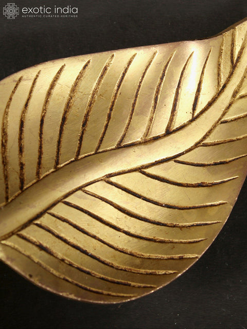 8" Brass Leaf Design Diya | Ritual & Pooja Items