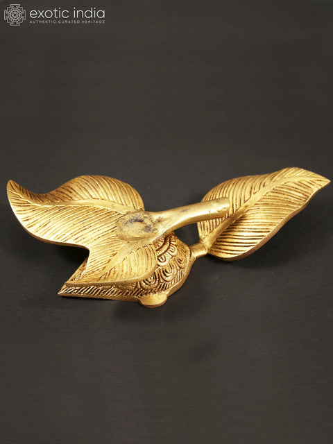 8" Brass Leaf Design Diya | Ritual & Pooja Items