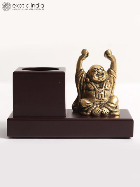 4" Laughing Buddha Pen Stand