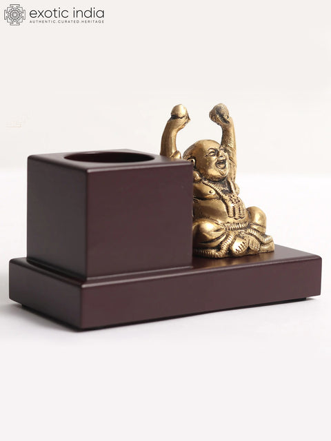 4" Laughing Buddha Pen Stand