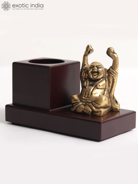4" Laughing Buddha Pen Stand