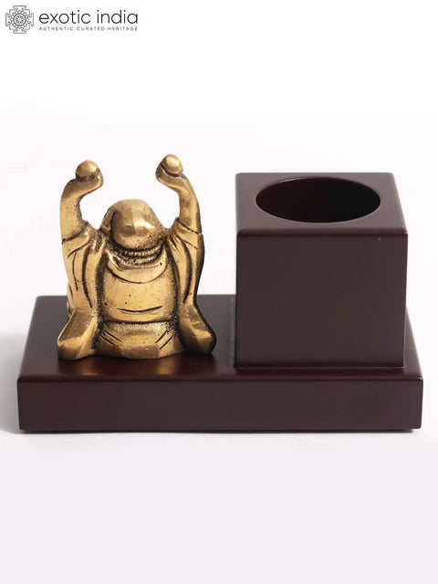 4" Laughing Buddha Pen Stand