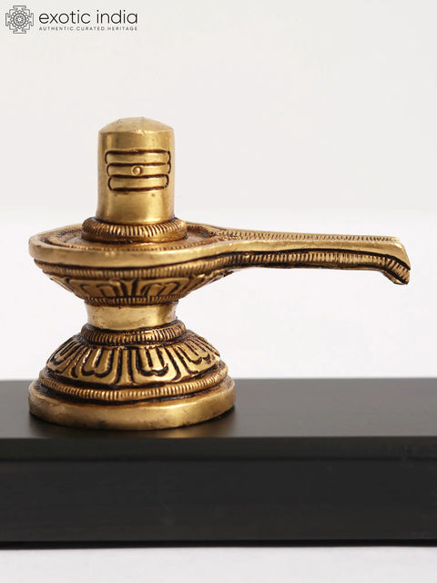 6" Small Shivalinga with Nandi Statue on Wooden Base