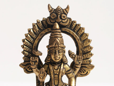6" Small Brass Standing Lord Vishnu Idol