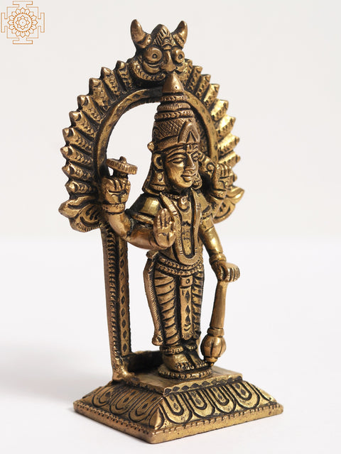 6" Small Brass Standing Lord Vishnu Idol