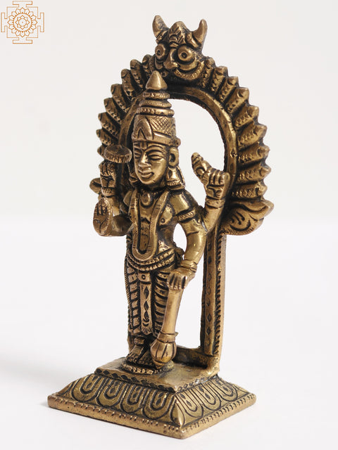 6" Small Brass Standing Lord Vishnu Idol