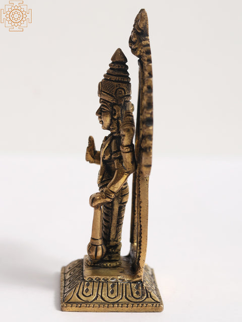 6" Small Brass Standing Lord Vishnu Idol