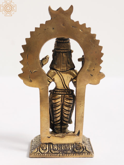 6" Small Brass Standing Lord Vishnu Idol
