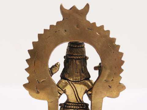 6" Small Brass Standing Lord Vishnu Idol