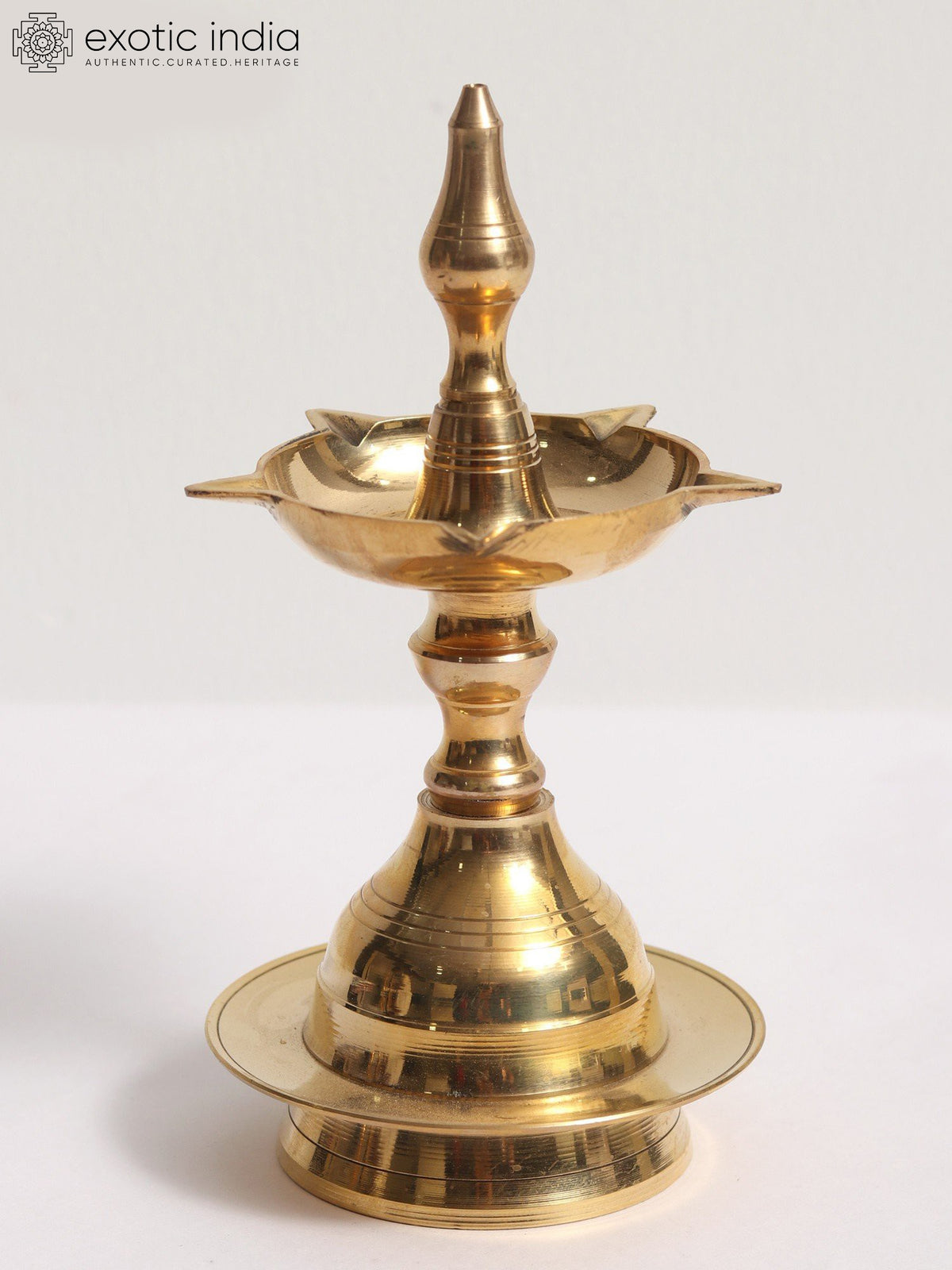 7" Brass Kerala Vilakku Handmade Oil Lamp
