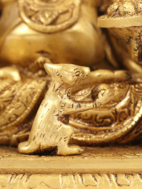 12" Chaturbhuja Ganesha Statue Seated on Kirtimukha Throne