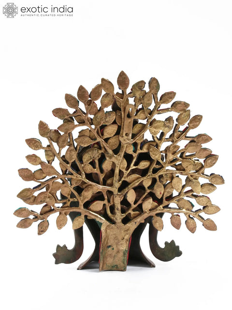 12" Brass Buddha Head Statue with Tree | Wall Hanging