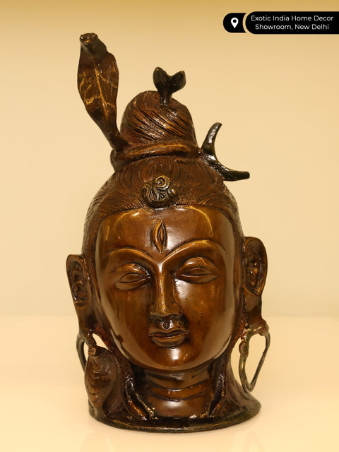 11" Lord Shiva Head Brass Statue