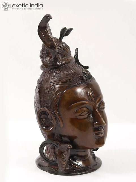 11" Lord Shiva Head Brass Statue