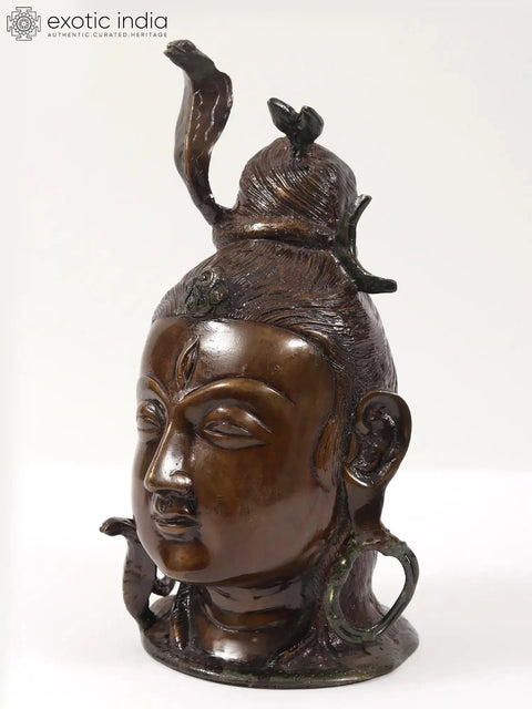 11" Lord Shiva Head Brass Statue