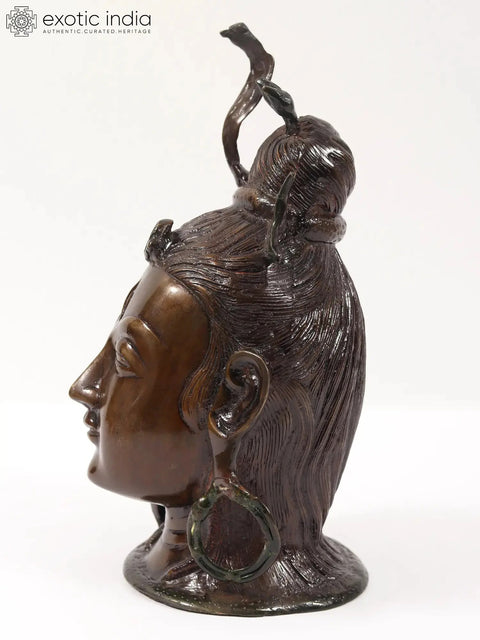 11" Lord Shiva Head Brass Statue