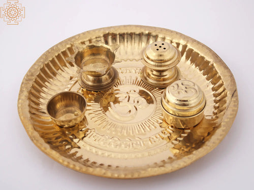 Brass Puja Thali Set for Home Pooja Rituals