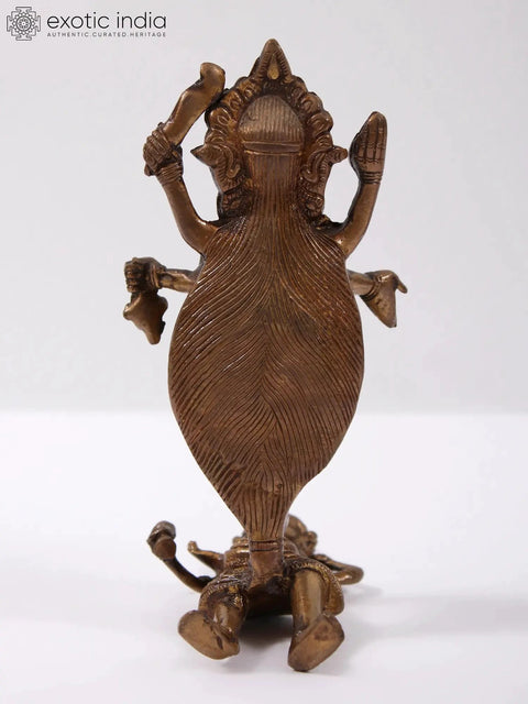 6" Goddess Kali Brass Idol | Tribal Statue
