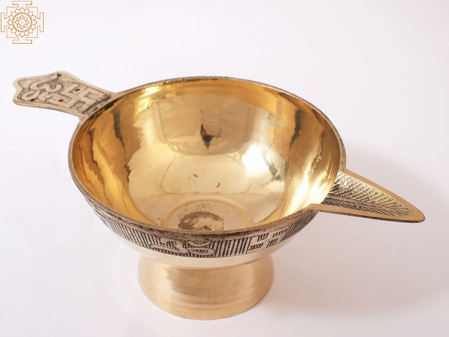 Brass Handheld Diya Lamp for Pooja Ritual