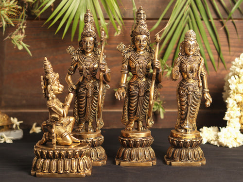 12" Lord Rama Darbar Handmade Brass Statue